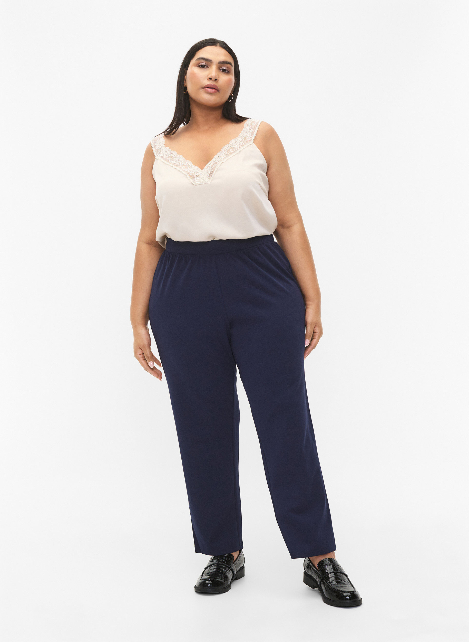 Pantalon &agrave; coupe droite, Bleu, Model