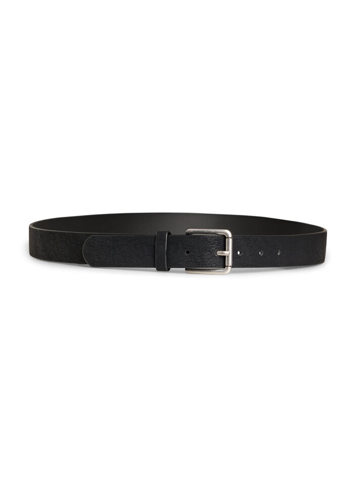 Ceinture en cuir m&eacute;lang&eacute; avec boucle classique, Noir, Packshot image number 0