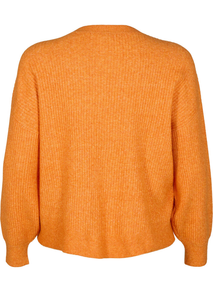 Cardigan en tricot côtelé avec boutons, Orange foncé, Packshot image number 1