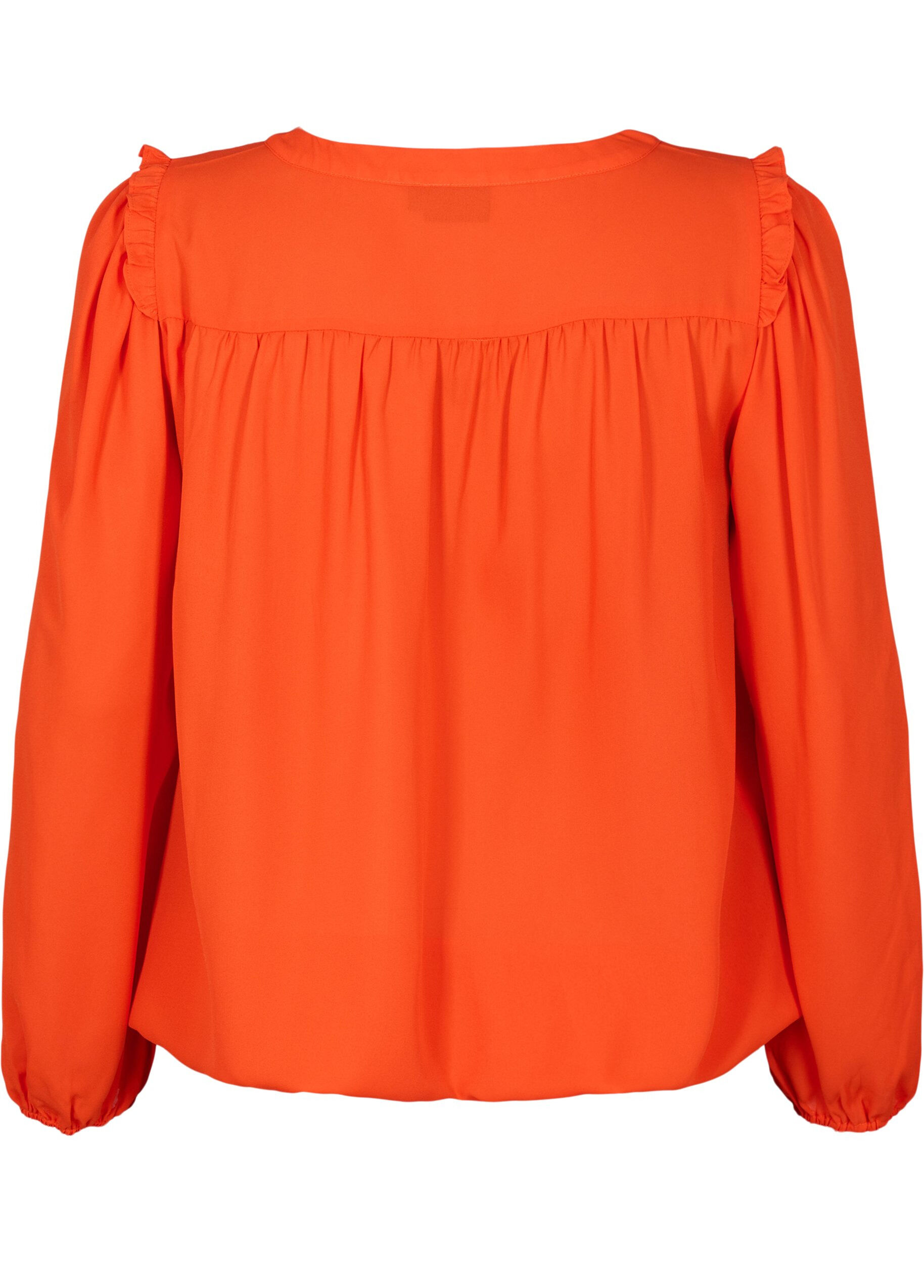 Zizzi Blouse &agrave; manches longues avec des d&eacute;tails fronc&eacute;s., Orange.com, Packshot image number 1