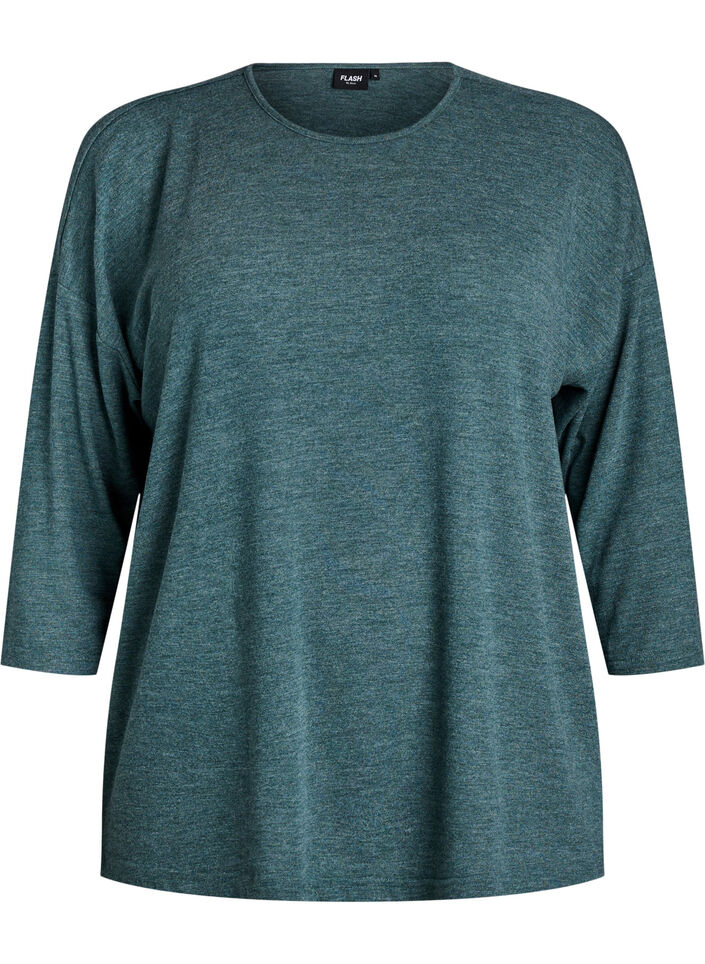 FLASH &ndash; Blouse en jersey avec manches 3/4, Vert fonc&eacute;, Packshot image number 0