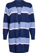 Cardigan long en tricot avec rayures larges, Bleu, Packshot image number 0
