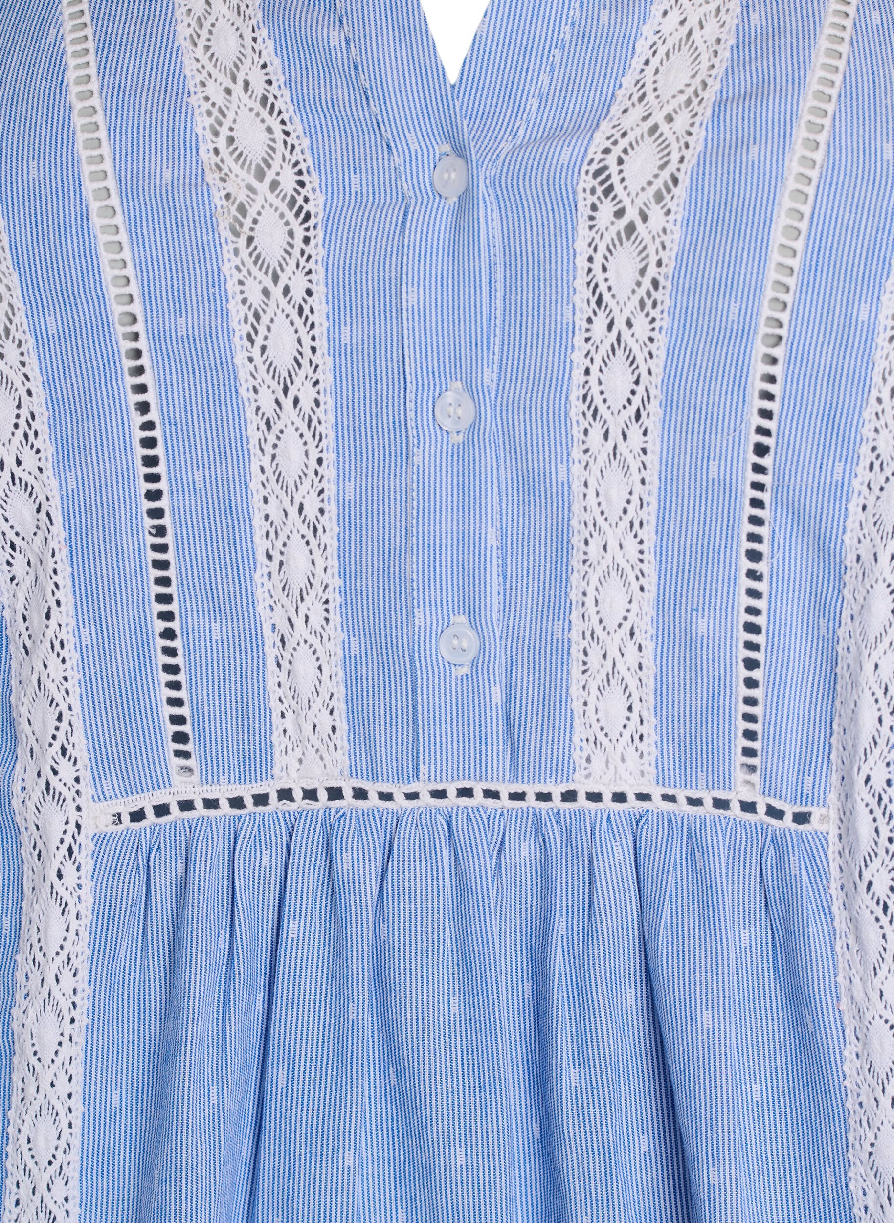 Zizzi Robe courte &agrave; rubans en dentelle et forme trap&egrave;ze, Bleu, Packshot image number 2