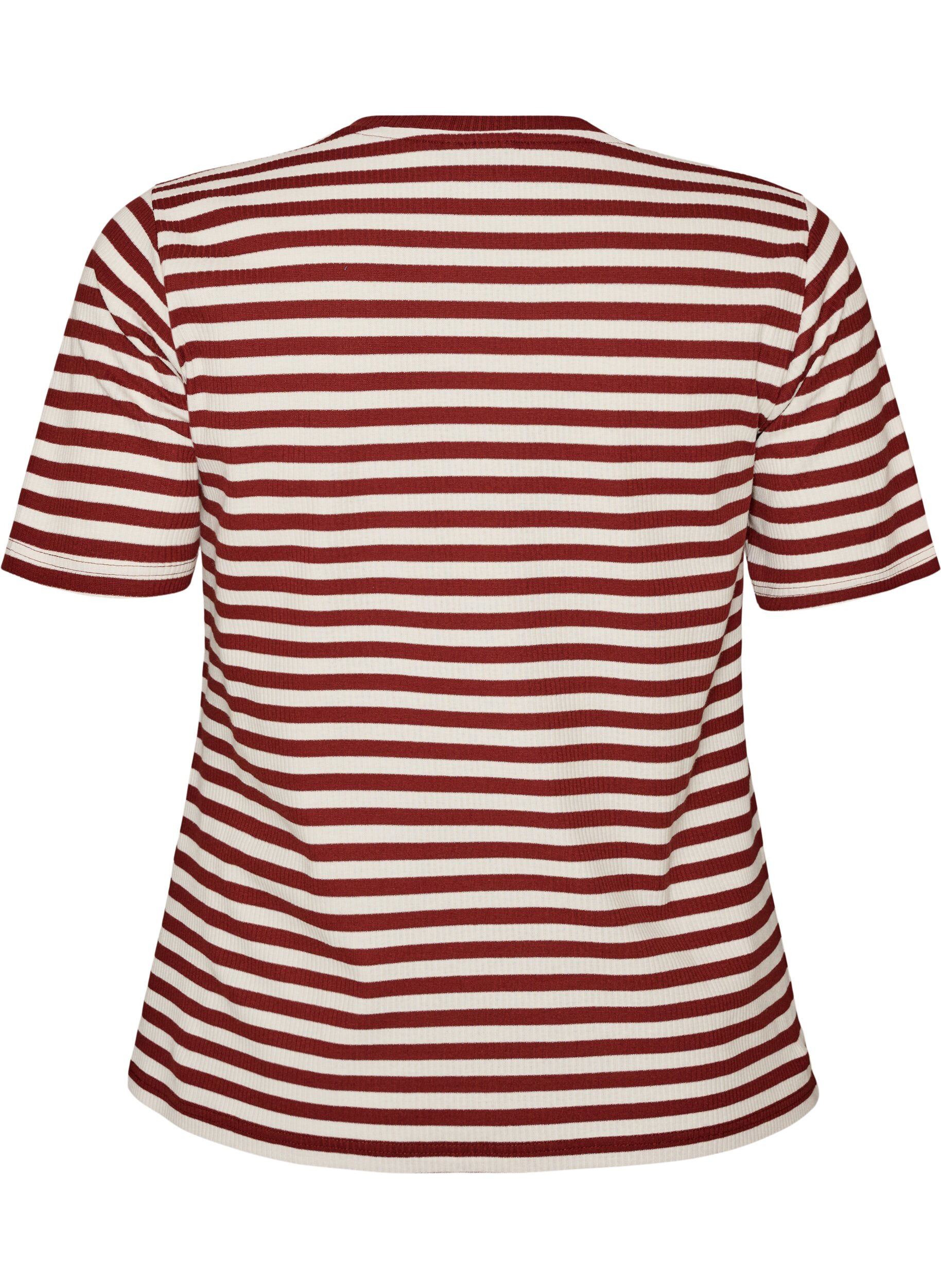 ZizziT-shirt ray&eacute; &agrave; texture c&ocirc;tel&eacute;e, Bordeaux, Packshot image number 1