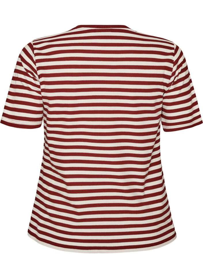 T-shirt ray&eacute; &agrave; texture c&ocirc;tel&eacute;e, Bordeaux, Packshot image number 1
