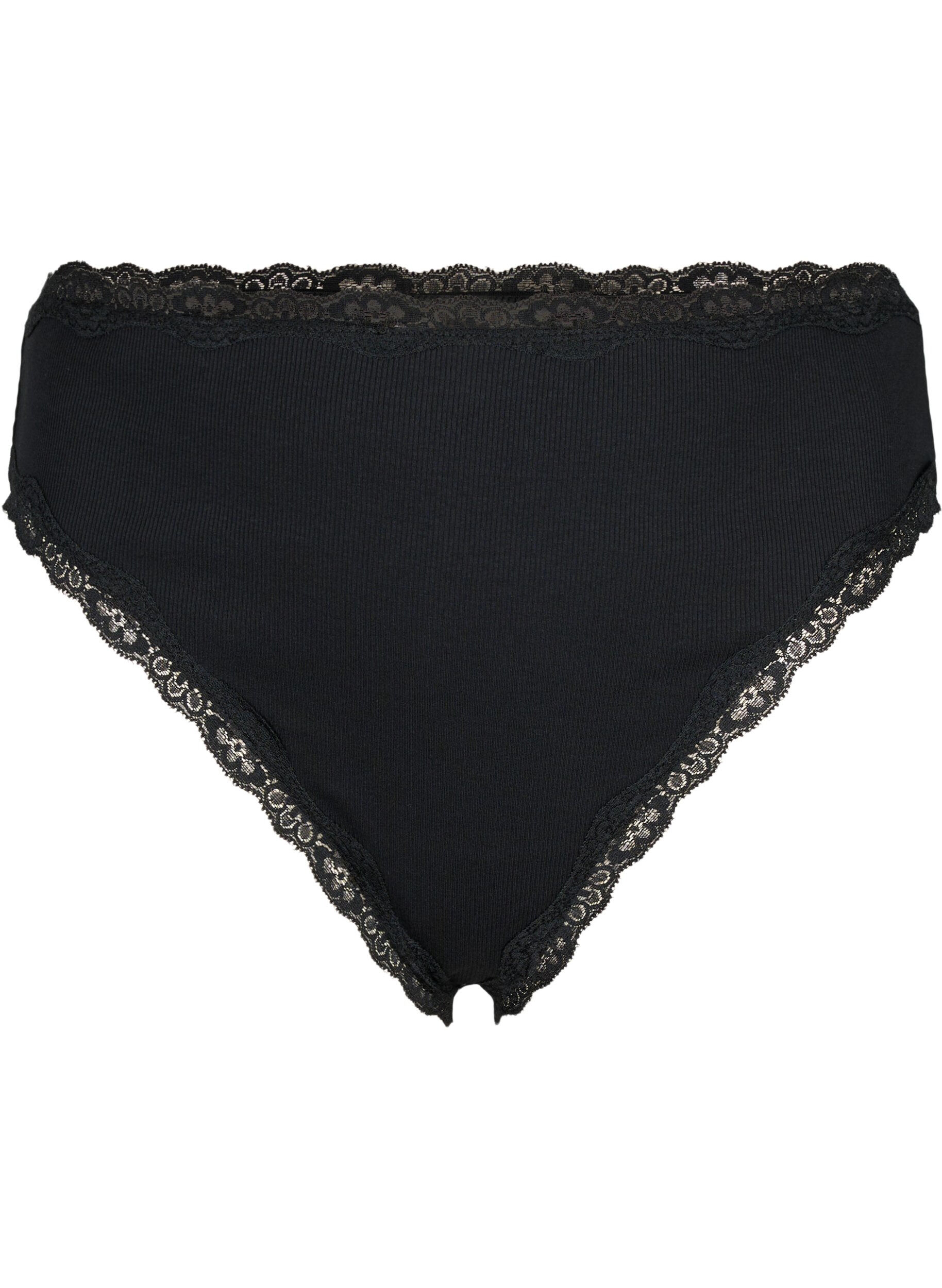 Zizzi String en coton, paquet de 3, Black, Packshot image number 2