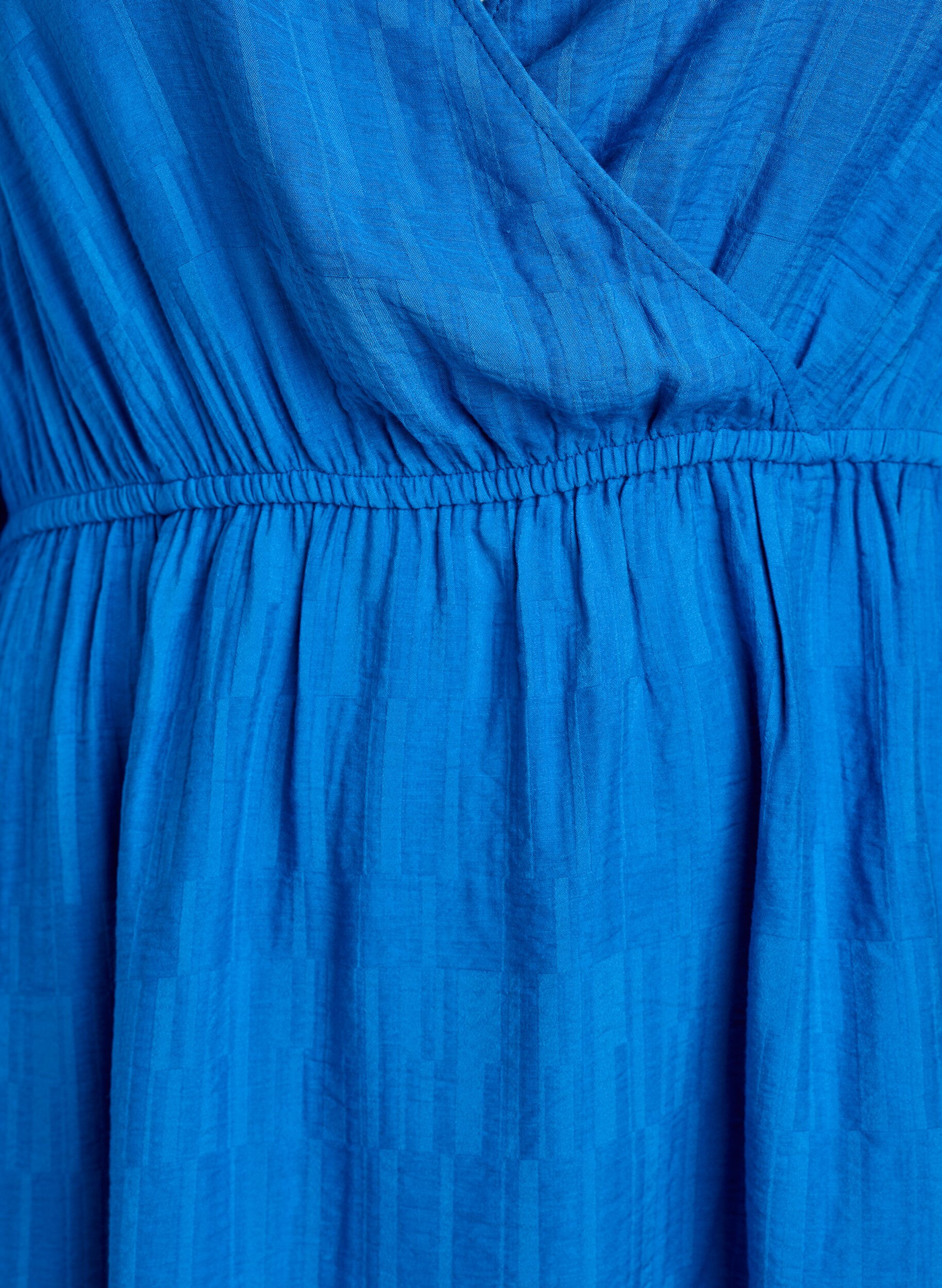 Zizzi Robe courte textur&eacute;e effet portefeuille, Bleu, Packshot image number 2