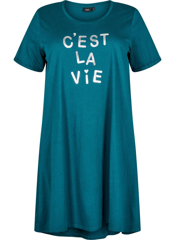 Chemise de nuit &agrave; manches courtes en coton biologique, Vert, Packshot image number 0