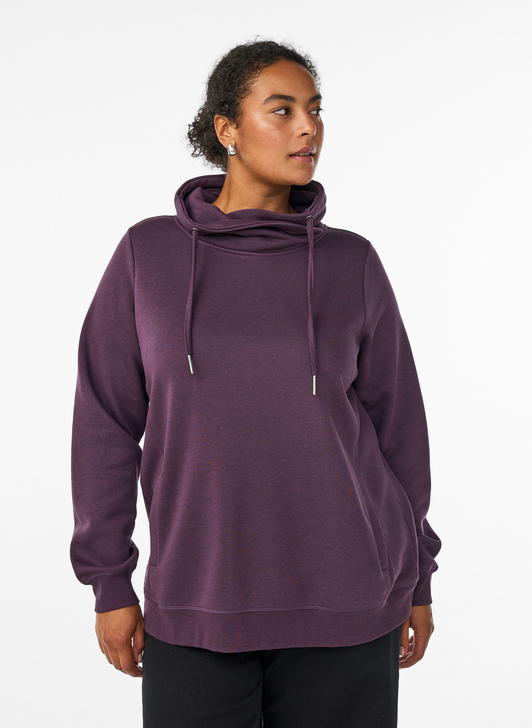 Sweat &agrave; col montant et poches, Violet, Model