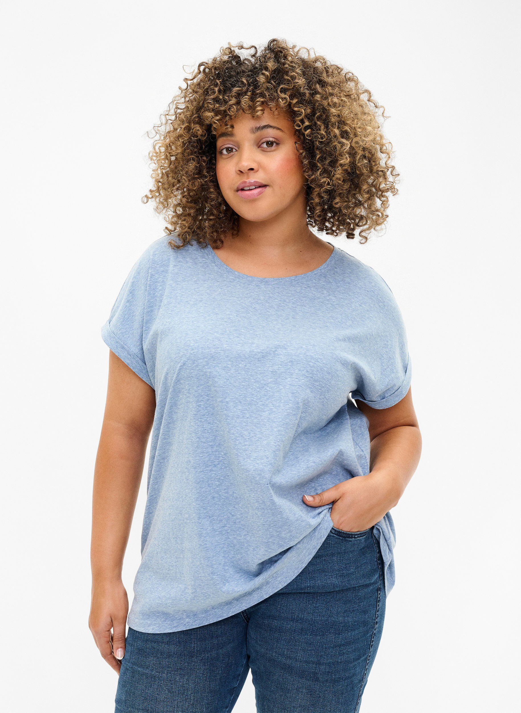 ZizziT-shirt m&eacute;lang&eacute; &agrave; manches courtes, Bleu, Model image number 0