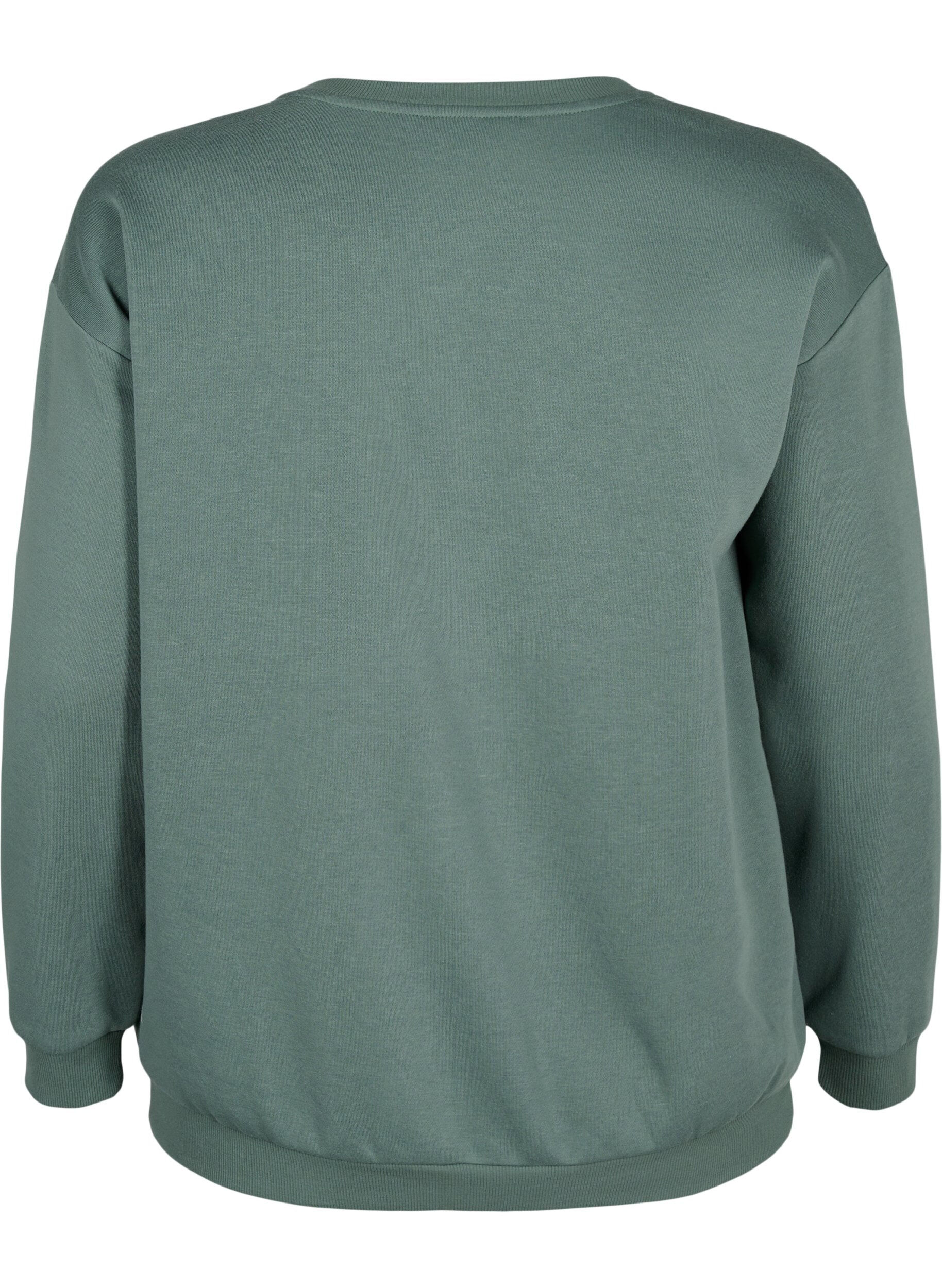Zizzi Sweatshirt avec motif &agrave; l'avant, Vert, Packshot image number 1