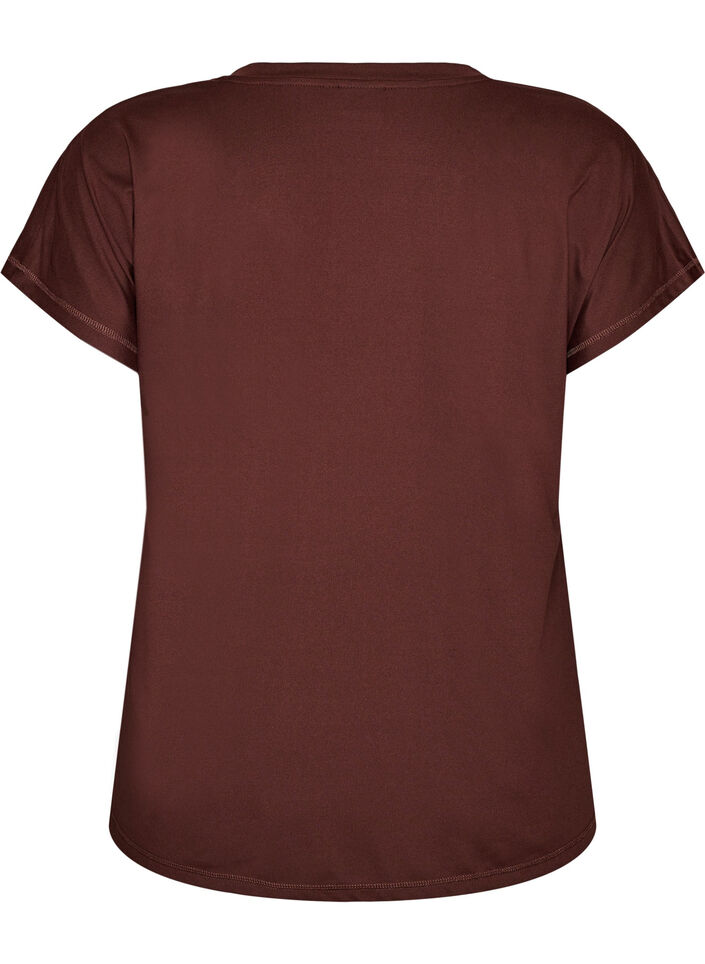 T-shirt d&rsquo;entra&icirc;nement ample avec col en V, Marron, Packshot image number 1