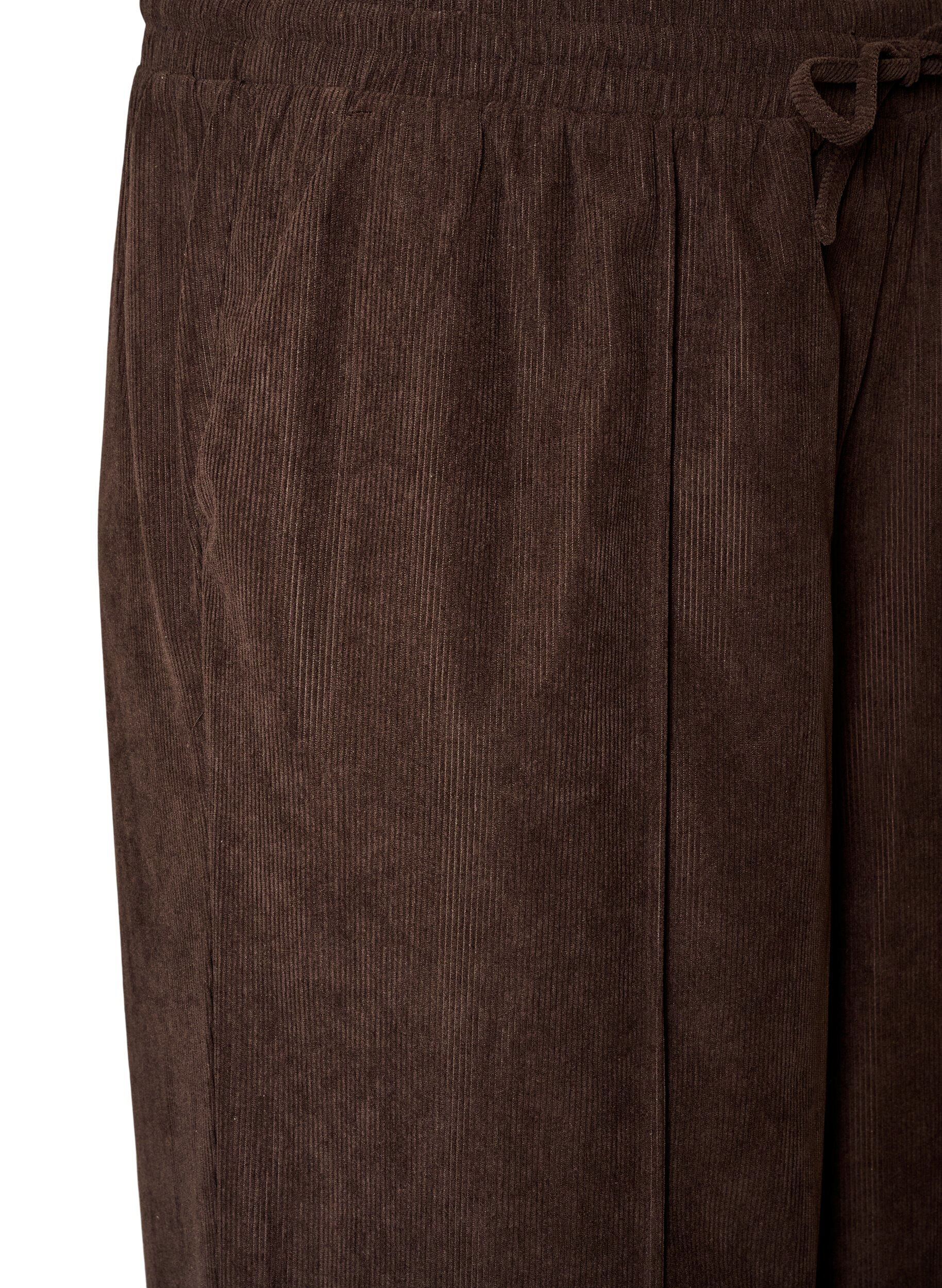 ZizziPantalon en velours c&ocirc;tel&eacute; &agrave; coupe ample et taille haute, Marron, Packshot image number 2