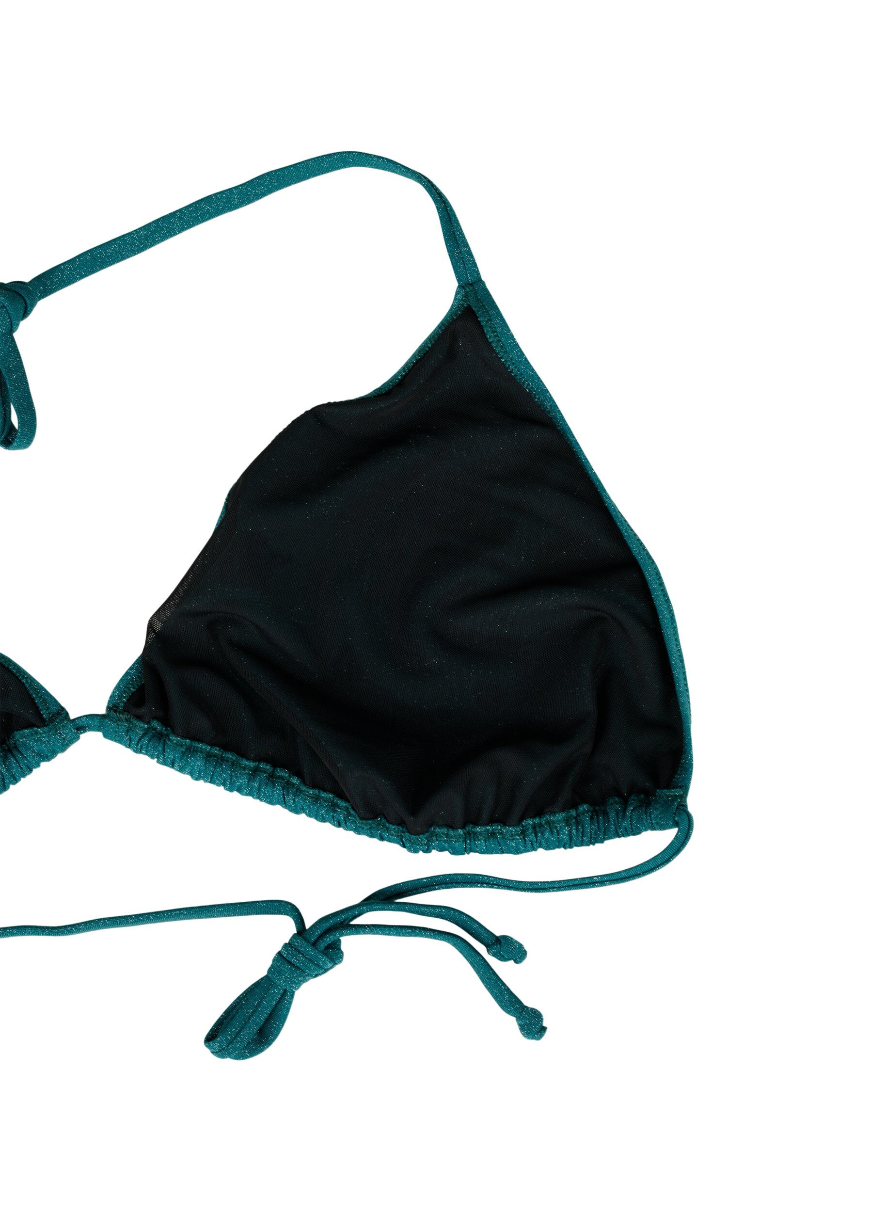 Zizzi Haut de bikini triangle &agrave; paillettes, Vert fonc&eacute;, Packshot image number 3