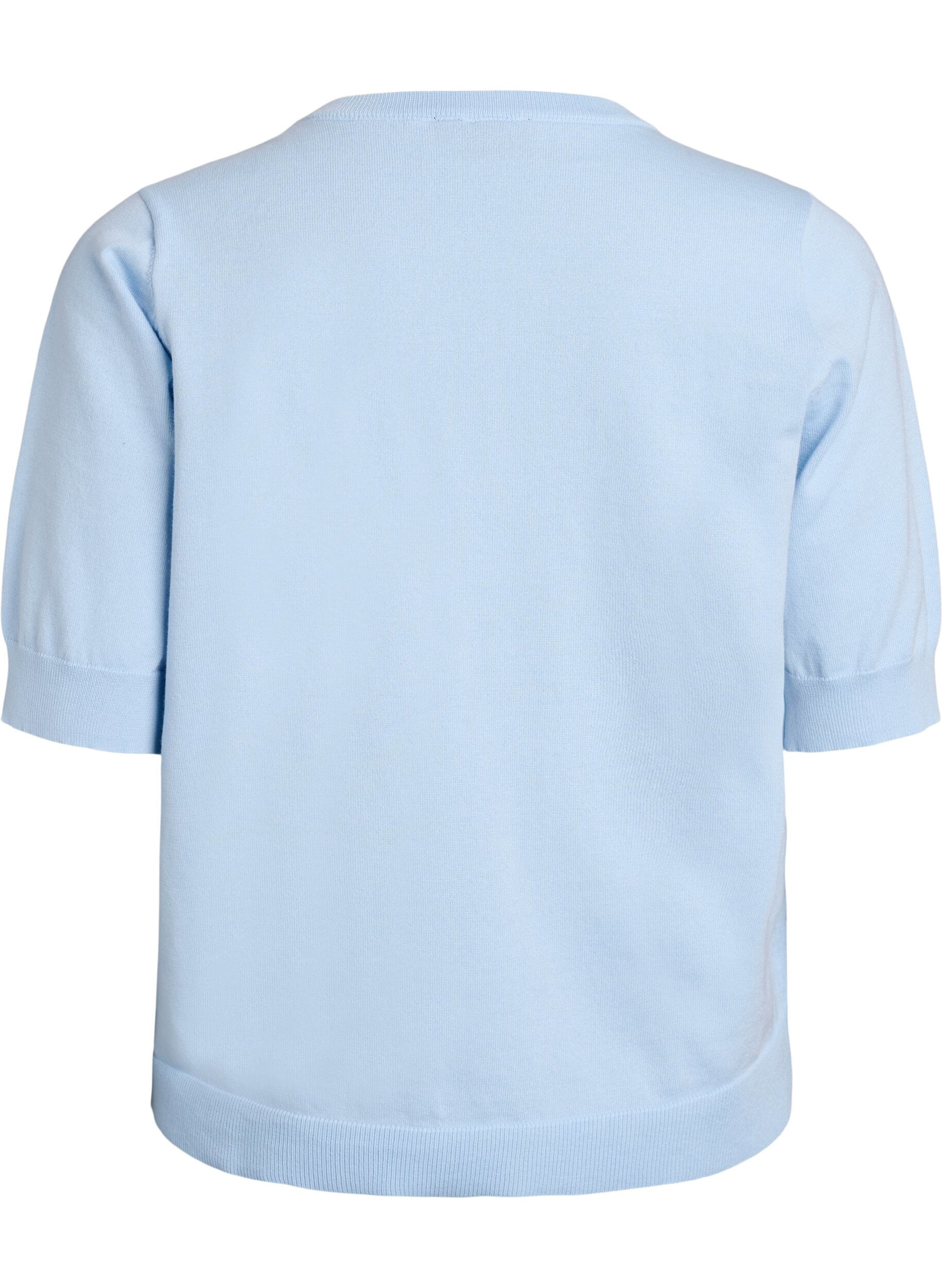 ZizziBlouse en fine maille &agrave; manches courtes, Bleu Clair, Packshot image number 1
