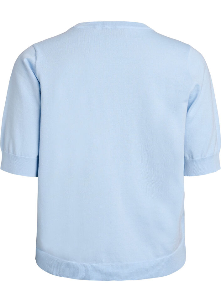Blouse en fine maille &agrave; manches courtes, Bleu Clair, Packshot image number 1