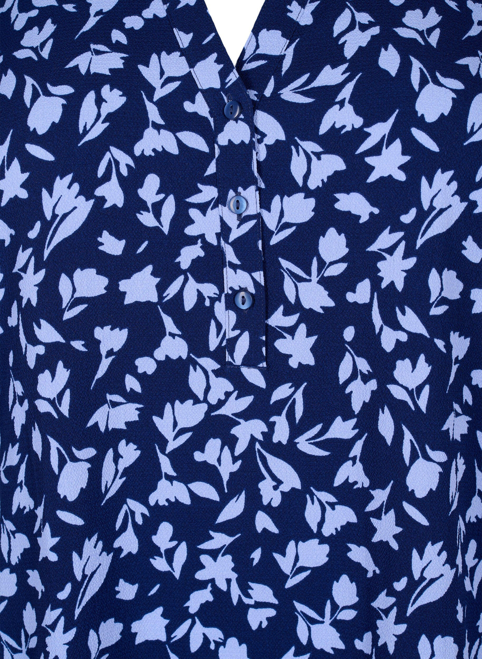 Zizzi Tunique &agrave; motif floral et &agrave; manches 3/4, M. Blue Flower AOP, Packshot image number 2