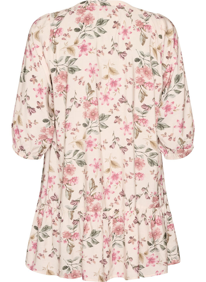Tunique coupe &eacute;vas&eacute;e en viscose avec manches 3/4, Vanille, Packshot image number 1