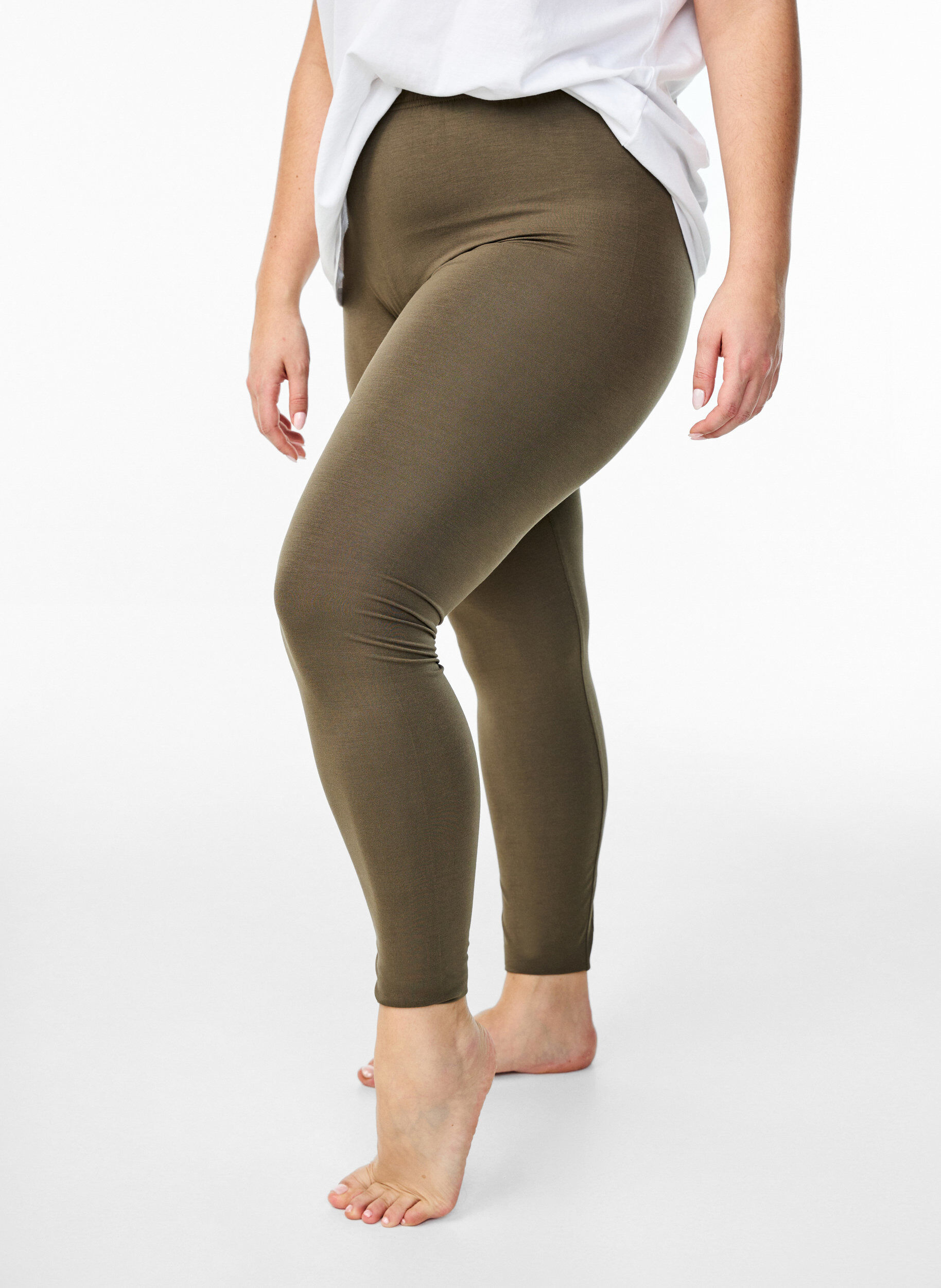 Leggings basiques en viscose, Vert fonc&eacute;, Model