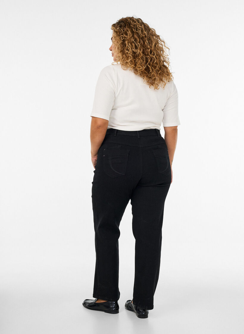 Jean Gemma coupe classique &agrave; taille haute, Noir, Model image number 1