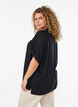 Chemise en viscose avec manches courtes et d&eacute;tail fronc&eacute;, Noir, Model image number 1