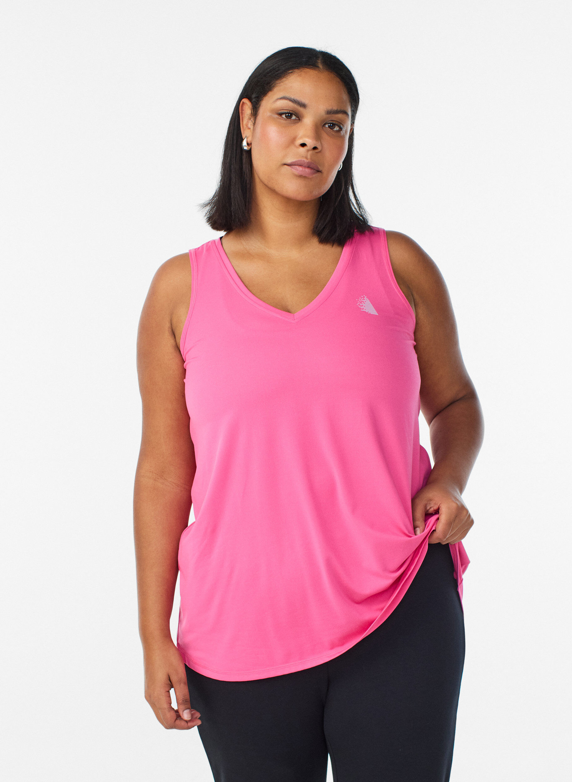 Sports top with V-neck, Rose, Model