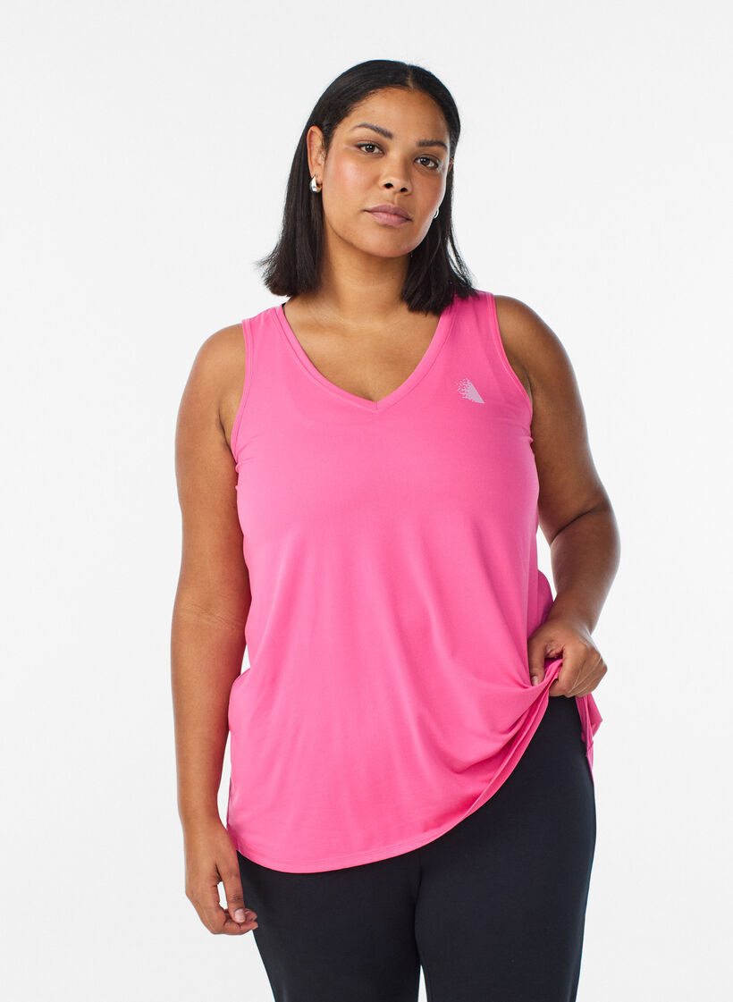 Sports top with V-neck, Rose, Model image number 0