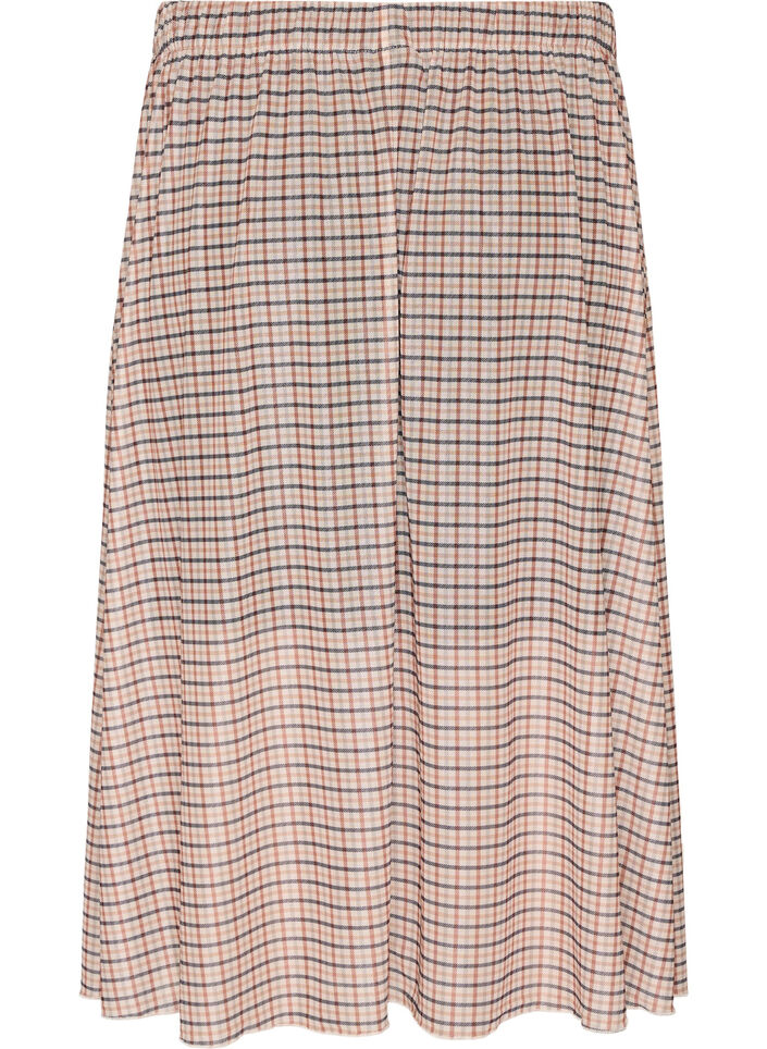 Jupe midi en maille &agrave; carreaux, Beige, Packshot image number 1