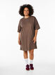Robe t-shirt en coton jusqu'aux genoux, Marron, Model image number 0