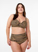 Culotte de bikini taille haute &agrave; rayures, Camel, Model image number 0