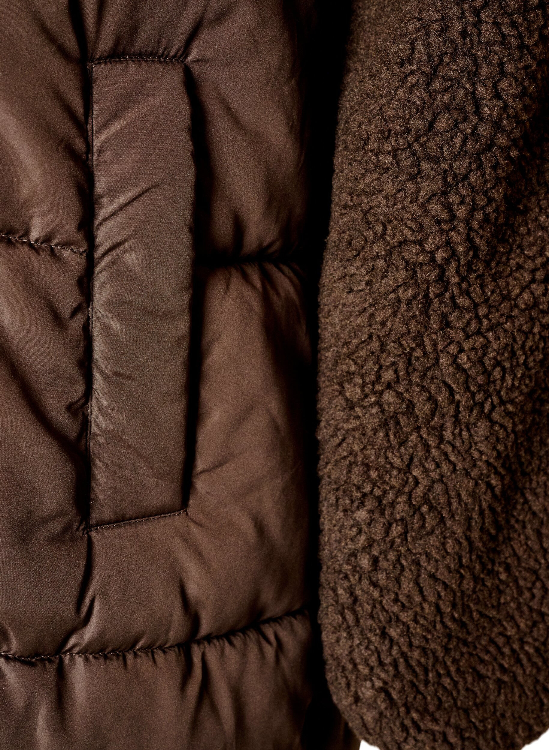 ZizziDoudoune mi-longue avec polaire teddy, Marron, Packshot image number 3