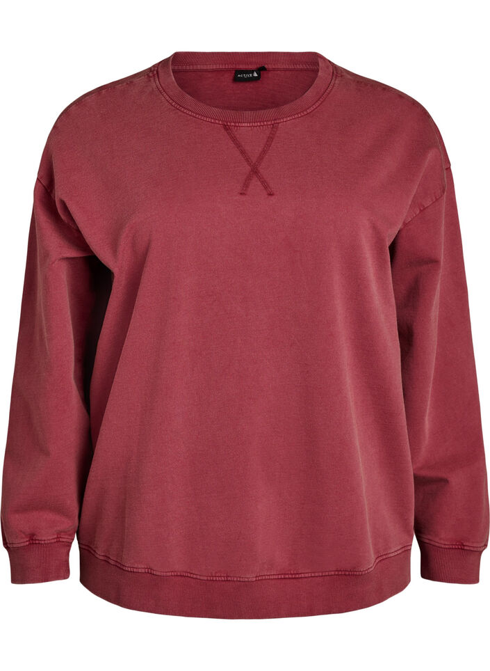 Sweat-shirt ample &agrave; l'aspect d&eacute;lav&eacute;, Rouge, Packshot image number 0