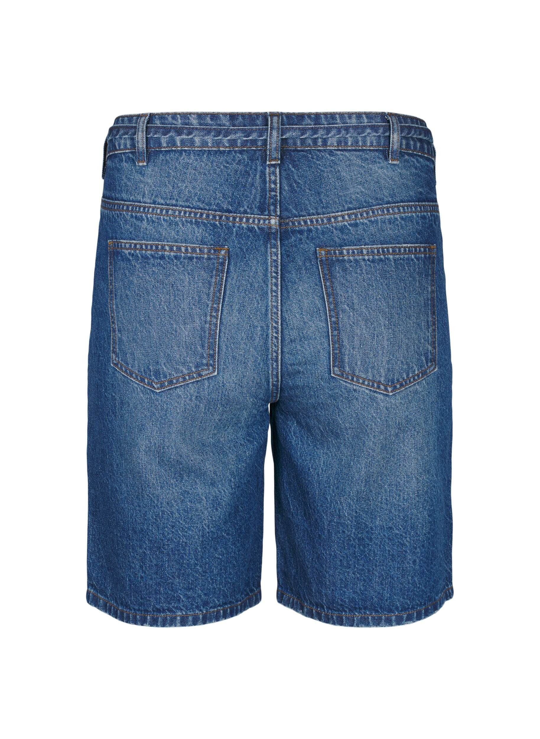 Zizzi Short en jean coupe slim avec ceinture &agrave; nouer, Bleu, Packshot image number 1