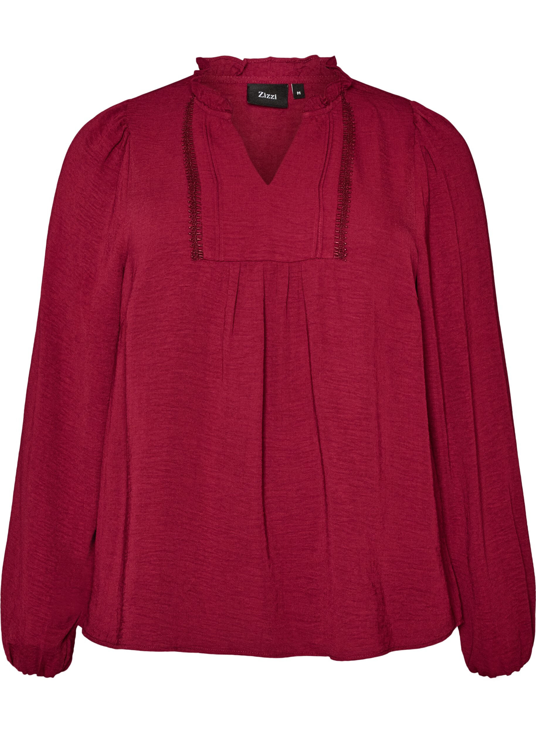 Blouse avec col en V et bande en crochet