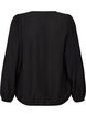 Blouse en viscose &agrave; col V et coupe ballon, Noir, Packshot image number 1