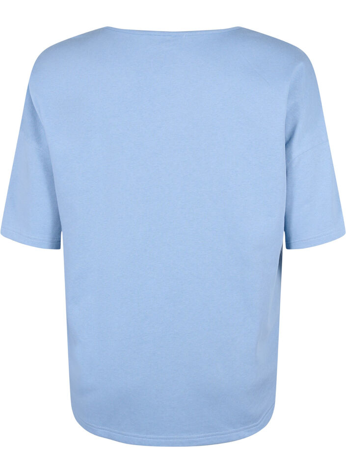 Blouse à manches courtes, Faded Denim, Packshot image number 1