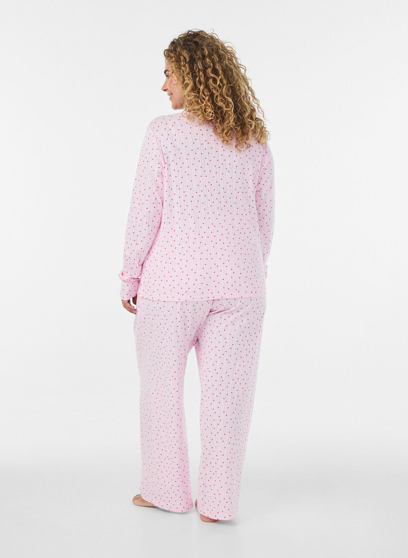 Cardigan en coton biologique avec broderie ajour&eacute;e, Rose, Model image number 2