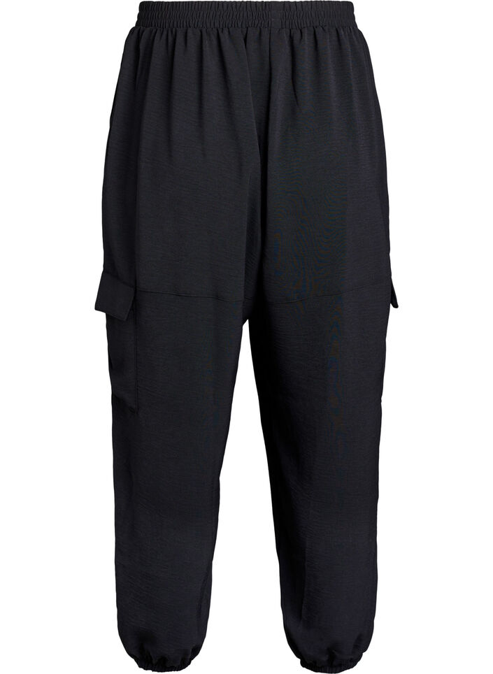 Pantalon harem avec poches cargo et taille élastiquée, Noir, Packshot image number 1