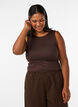Top Basic ajust&eacute; en tissu lisse, Marron, Model image number 3