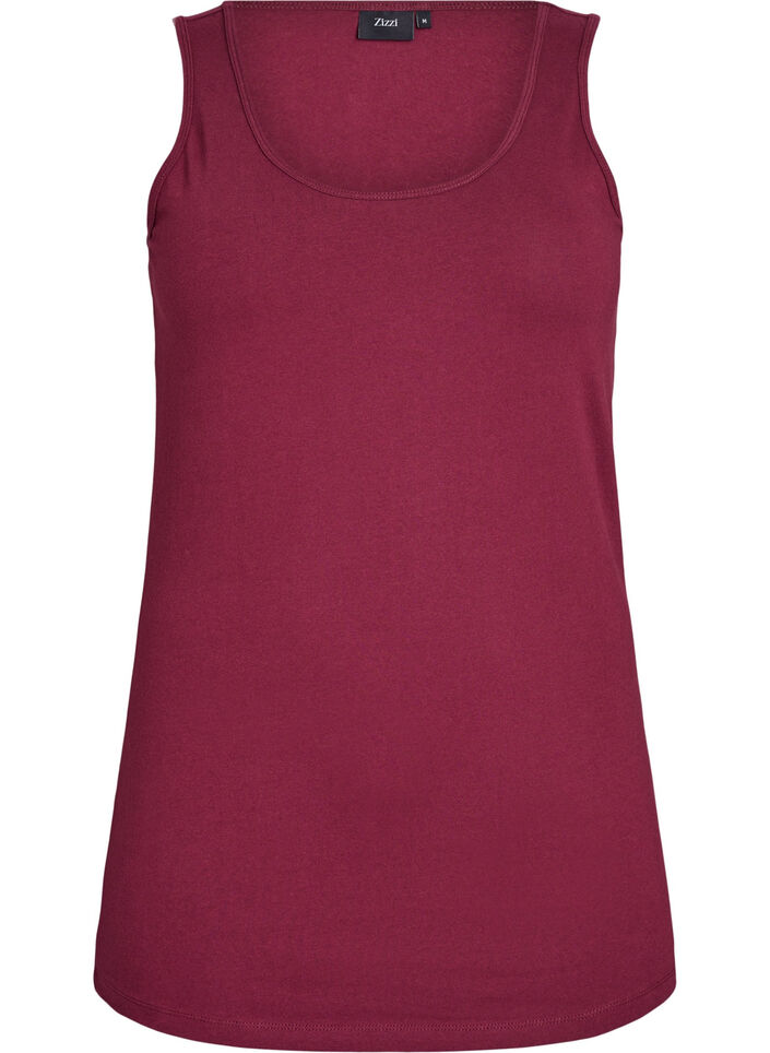 Top basic uni en coton, Bordeaux fonc&eacute;, Packshot image number 0