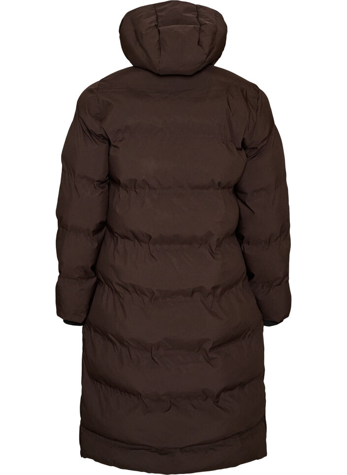 Manteau d'hiver long et matelass&eacute; avec capuche, Marron, Packshot image number 1