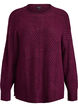 Blouse en maille avec motif c&ocirc;tel&eacute; en V et fentes, Violet, Packshot image number 0