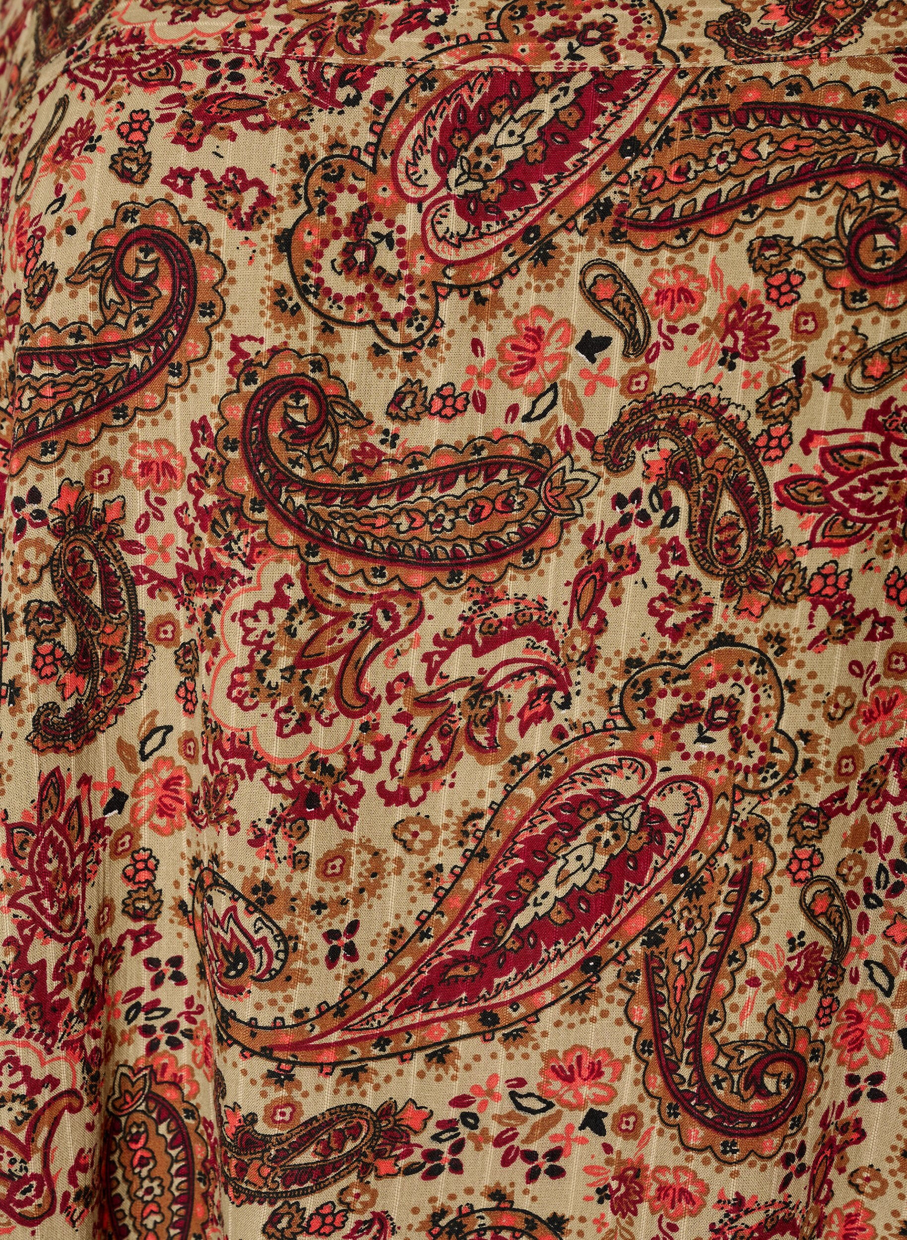 ZizziChemisier en viscose avec imprim&eacute; paisley et encolure carr&eacute;e, Marron, Packshot image number 2