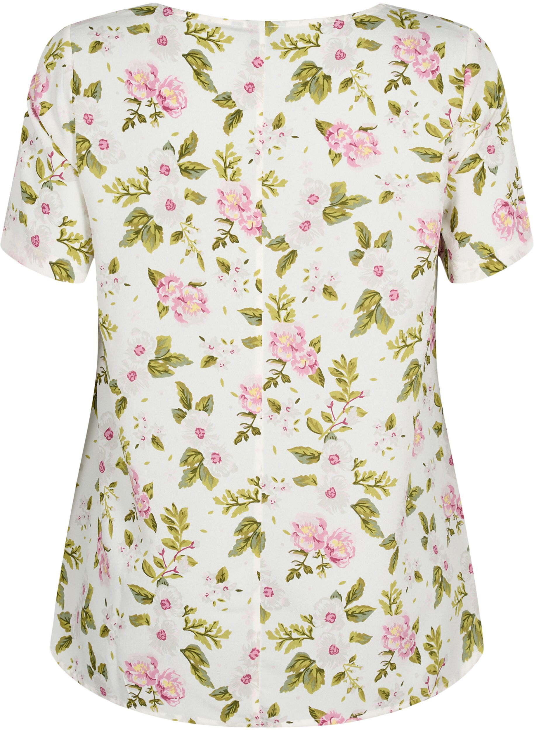 Zizzi FLASH - Blouse &agrave; manches courtes et imprim&eacute;e, Off White Flower, Packshot image number 1