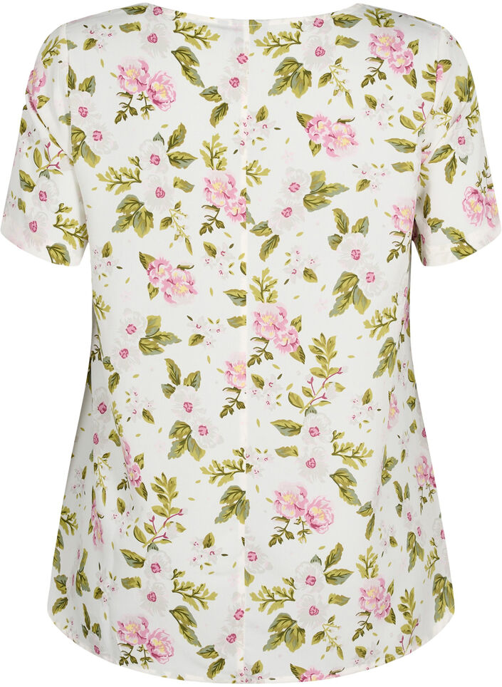 FLASH - Blouse à manches courtes et imprimée, Off White Flower, Packshot image number 1