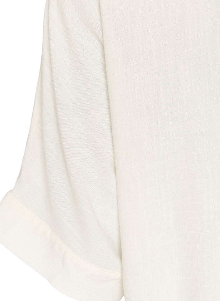 Blouse en viscose avec bordure crochet et boutons, Vanille, Packshot image number 3