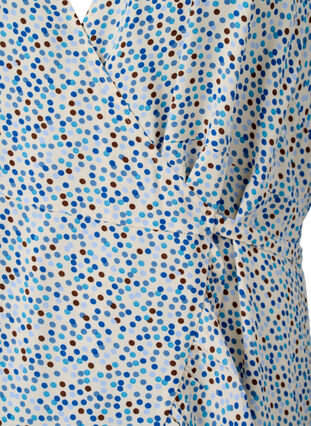 Robe portefeuille en viscose à pois, Blue Dot AOP, Packshot image number 2