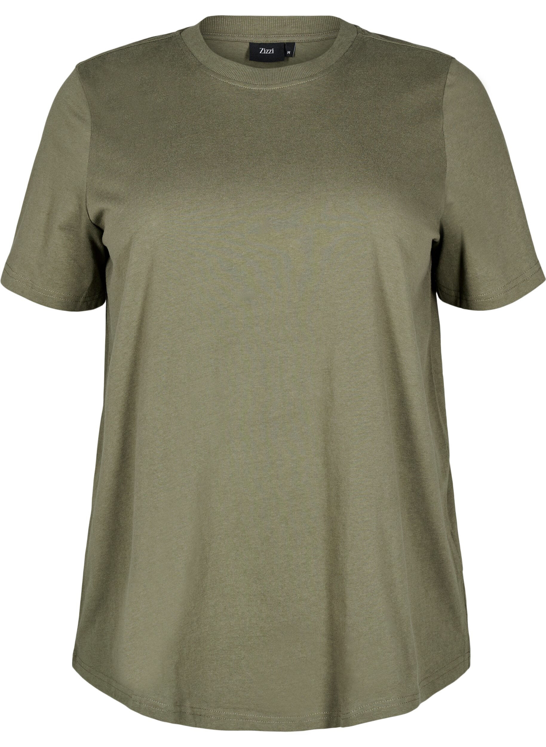 ZizziT-shirt basique en coton &agrave; col rond, Vert fonc&eacute;, Packshot image number 0