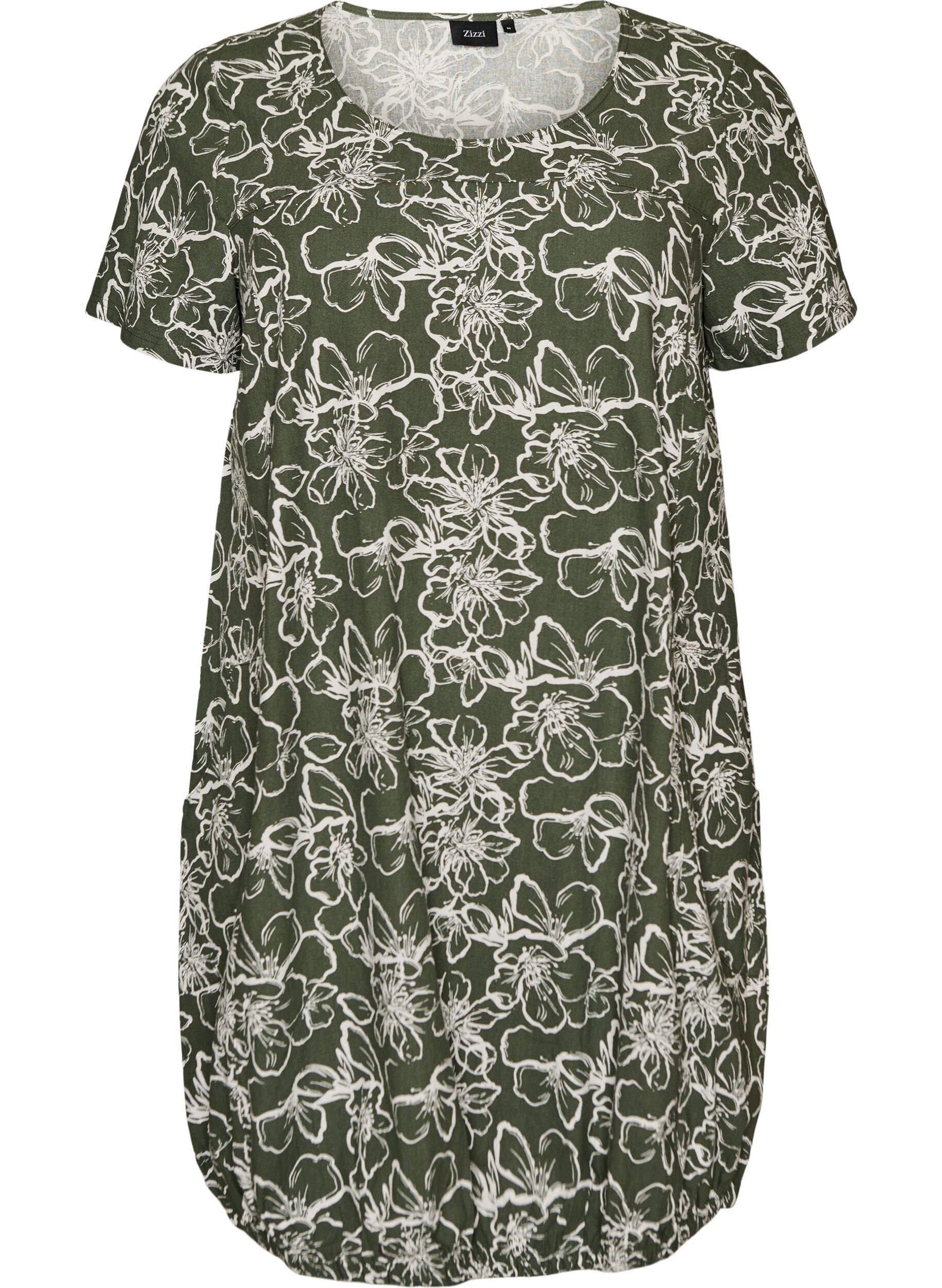 ZizziRobe en coton &agrave; manches courtes avec imprim&eacute;, Vert, Packshot image number 0