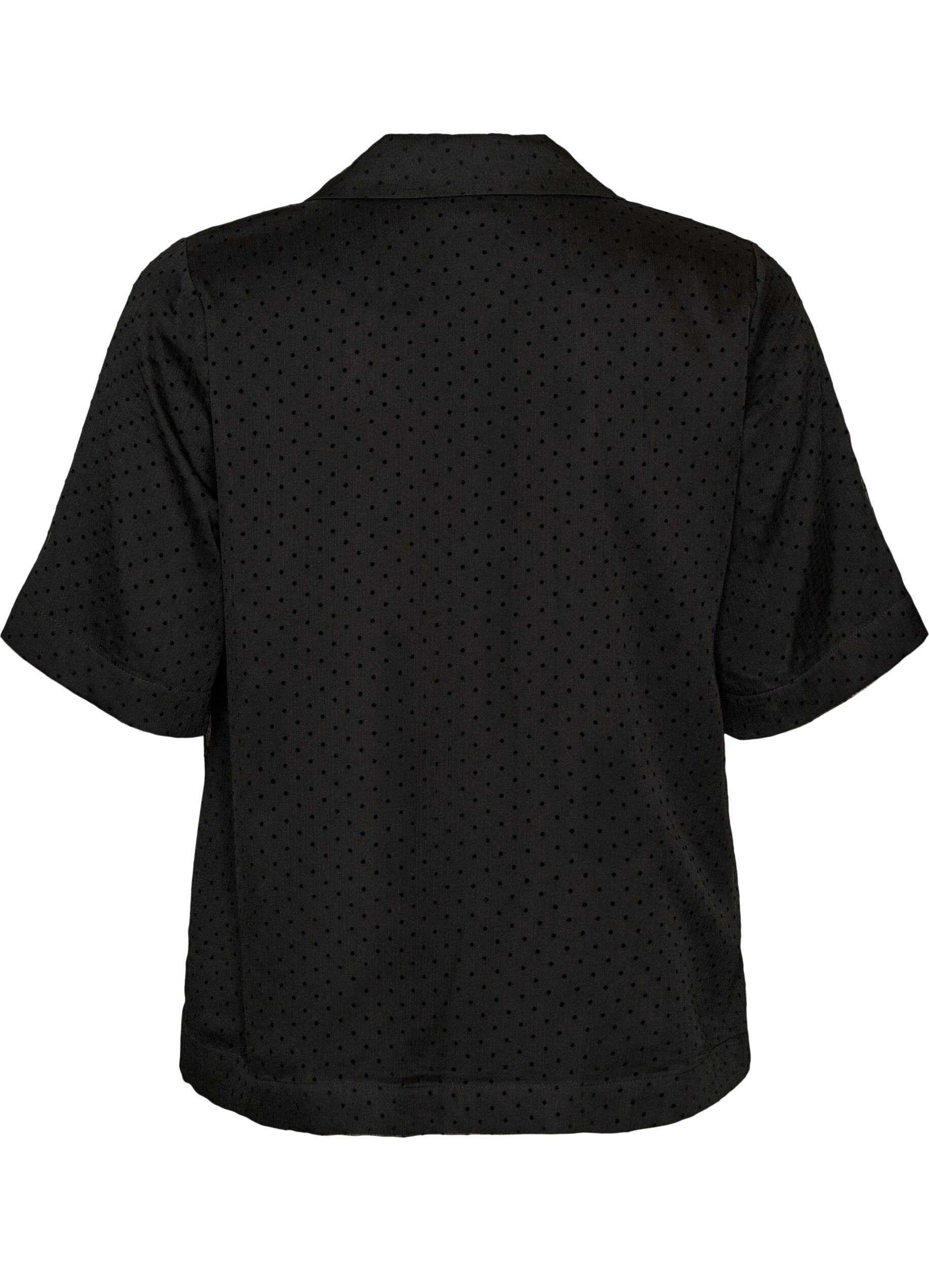 ZizziChemisier &agrave; pois avec revers, Noir, Packshot image number 1